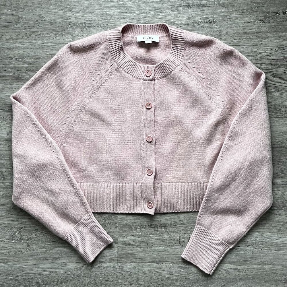COS Cropped Wool Cardigan Pink Size S